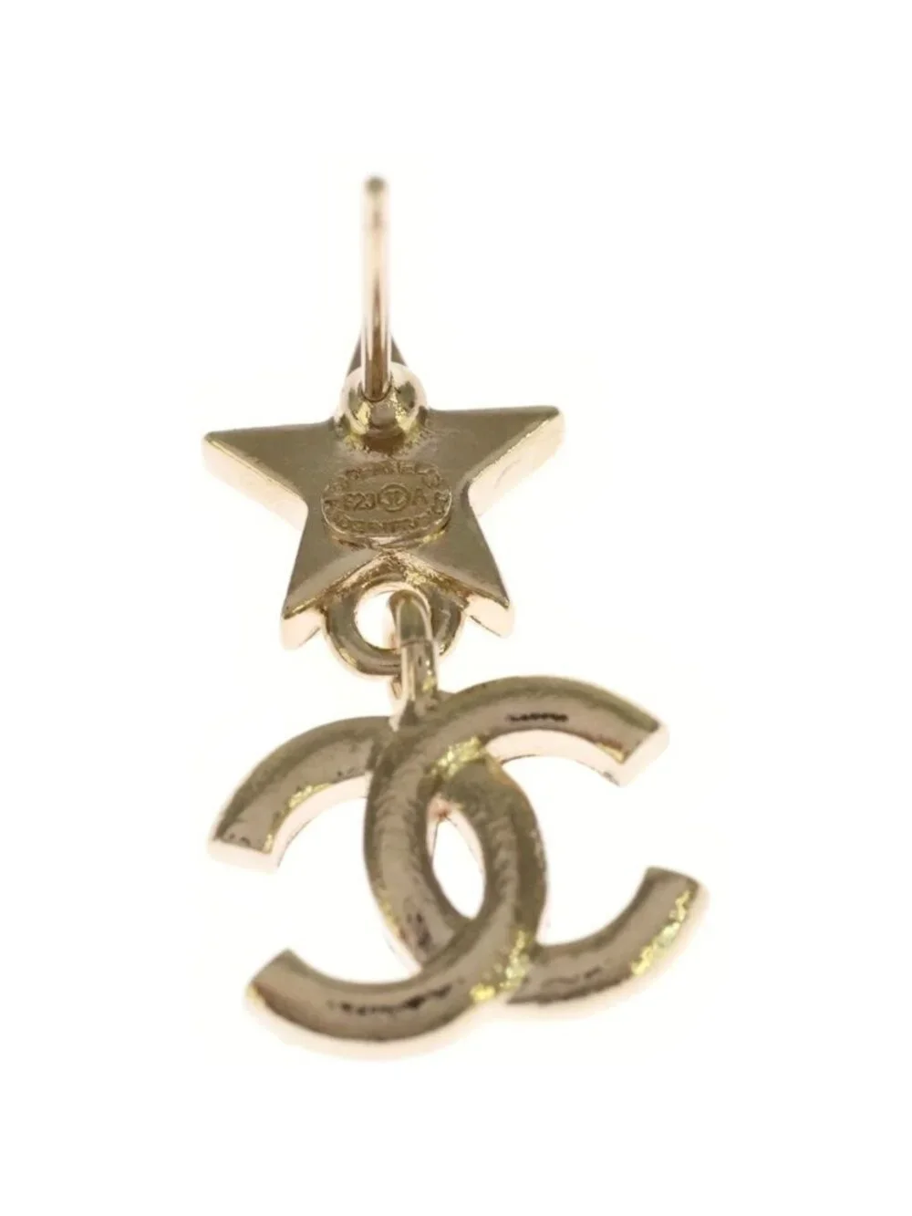 Chanel CC Logo Star Rhinestone Earrings Gold